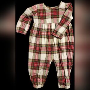 Hanna Andersson Organic Cotton Holiday Flannel Snap Button Onesie 12-18 mo